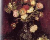 花瓶中的翠菊和桔梗石竹 - 文森特·威廉·梵高